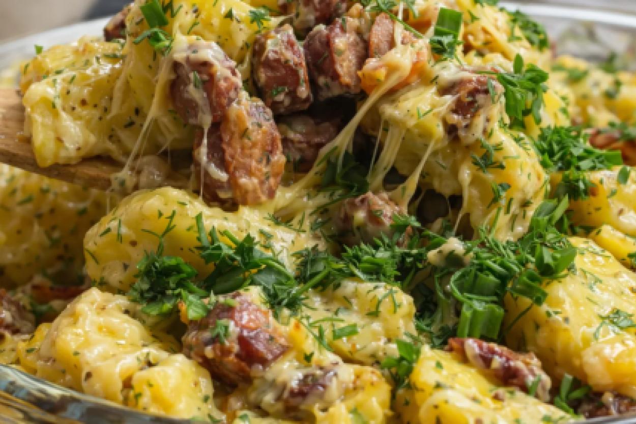 Запеченный картофель с охотничьими колбасками: простое и вкусное решение для ужина