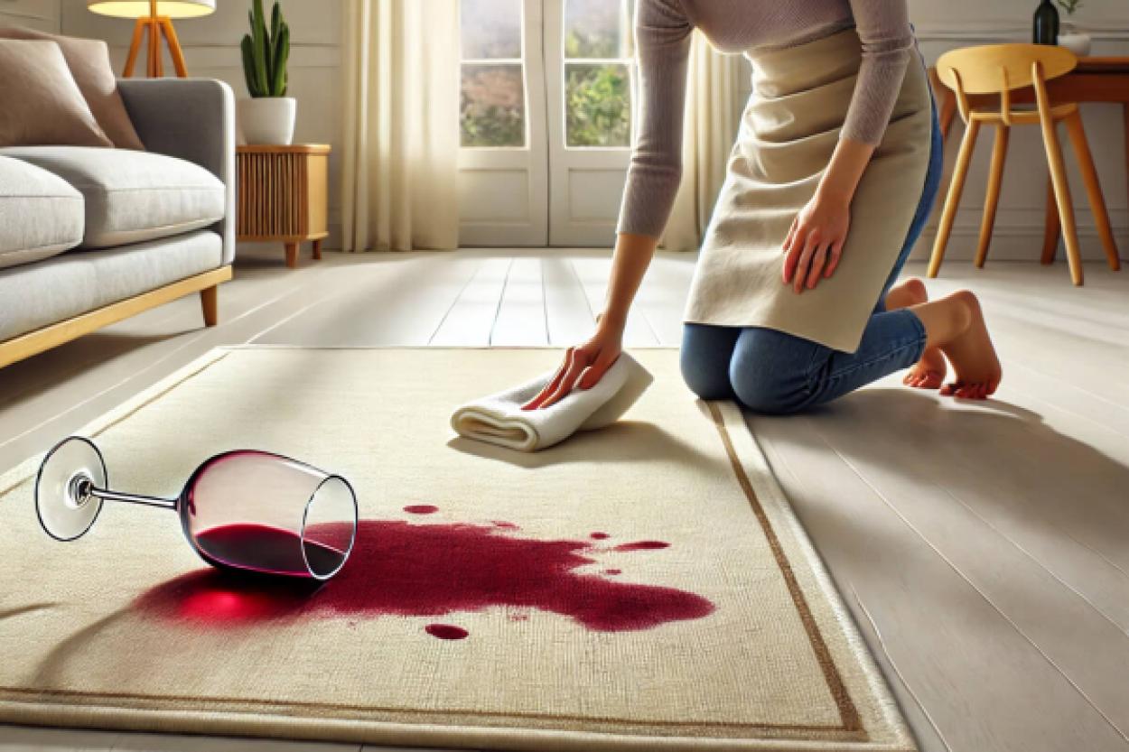 Как легко удалить пятно от красного вина с ковра